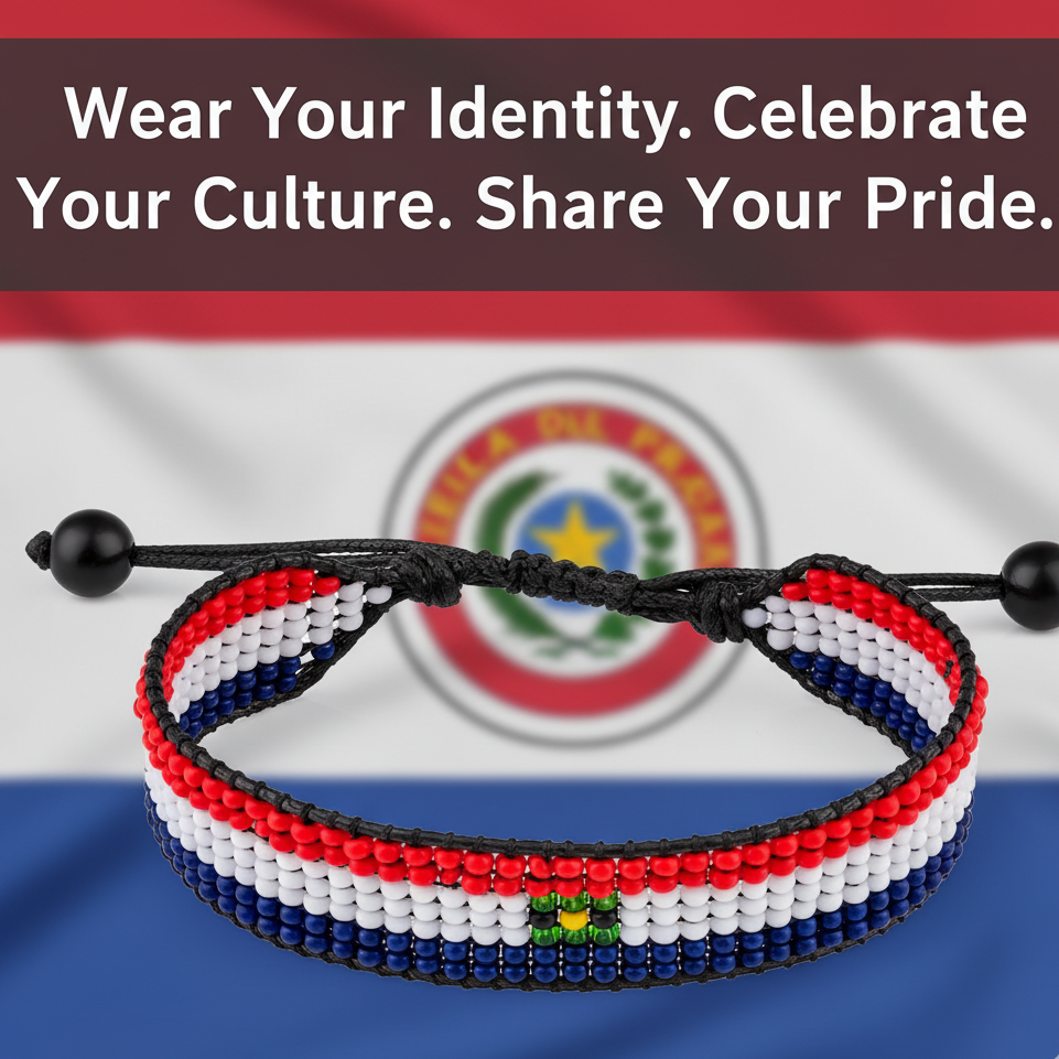 Armband mit Paraguay-Flagge: Verstellbares Boho-Seilarmband für Damen & Herren