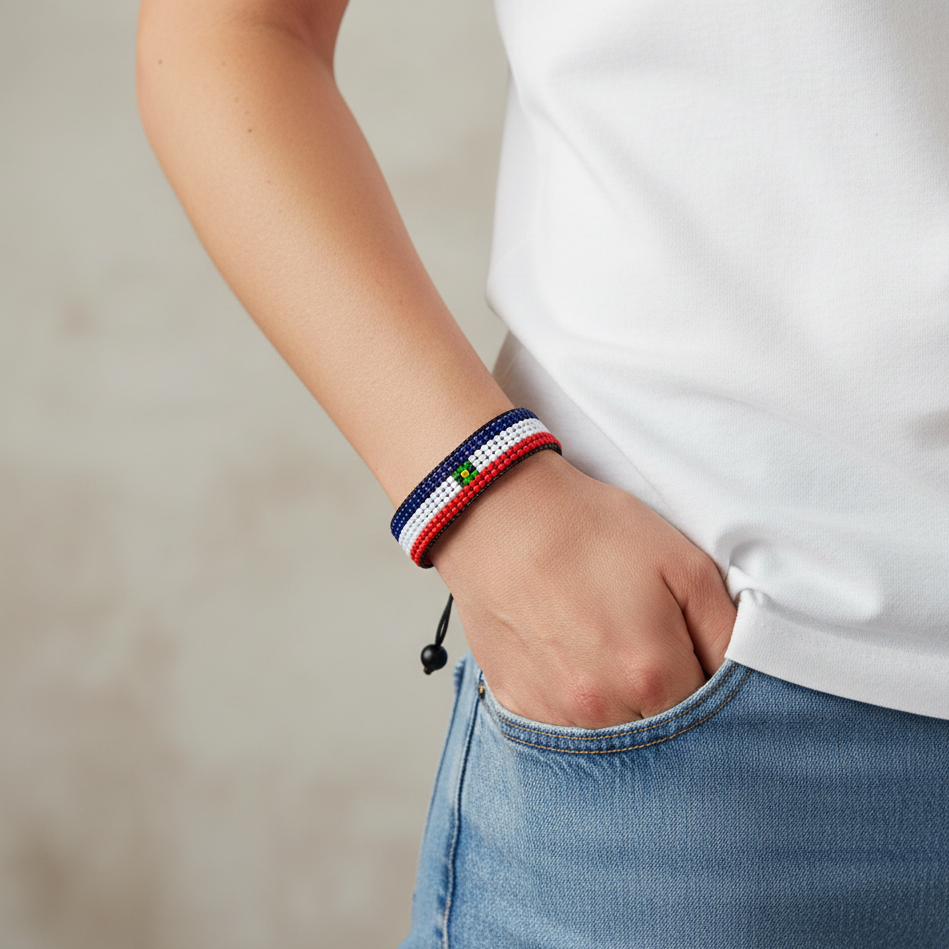 Armband mit Paraguay-Flagge: Verstellbares Boho-Seilarmband für Damen & Herren