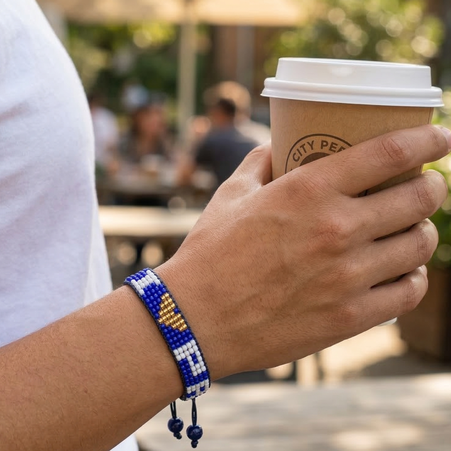 I Love Pennsylvania Bracelet: Blue and Gold with Adjustable String