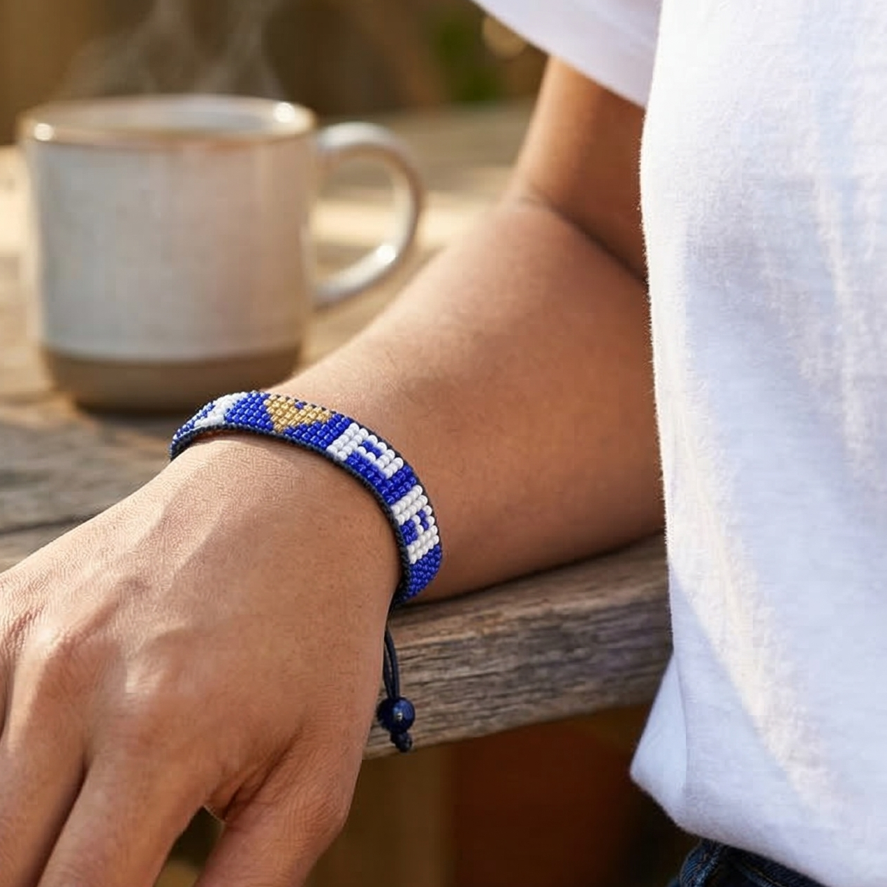 I Love Pennsylvania Bracelet: Blue and Gold with Adjustable String