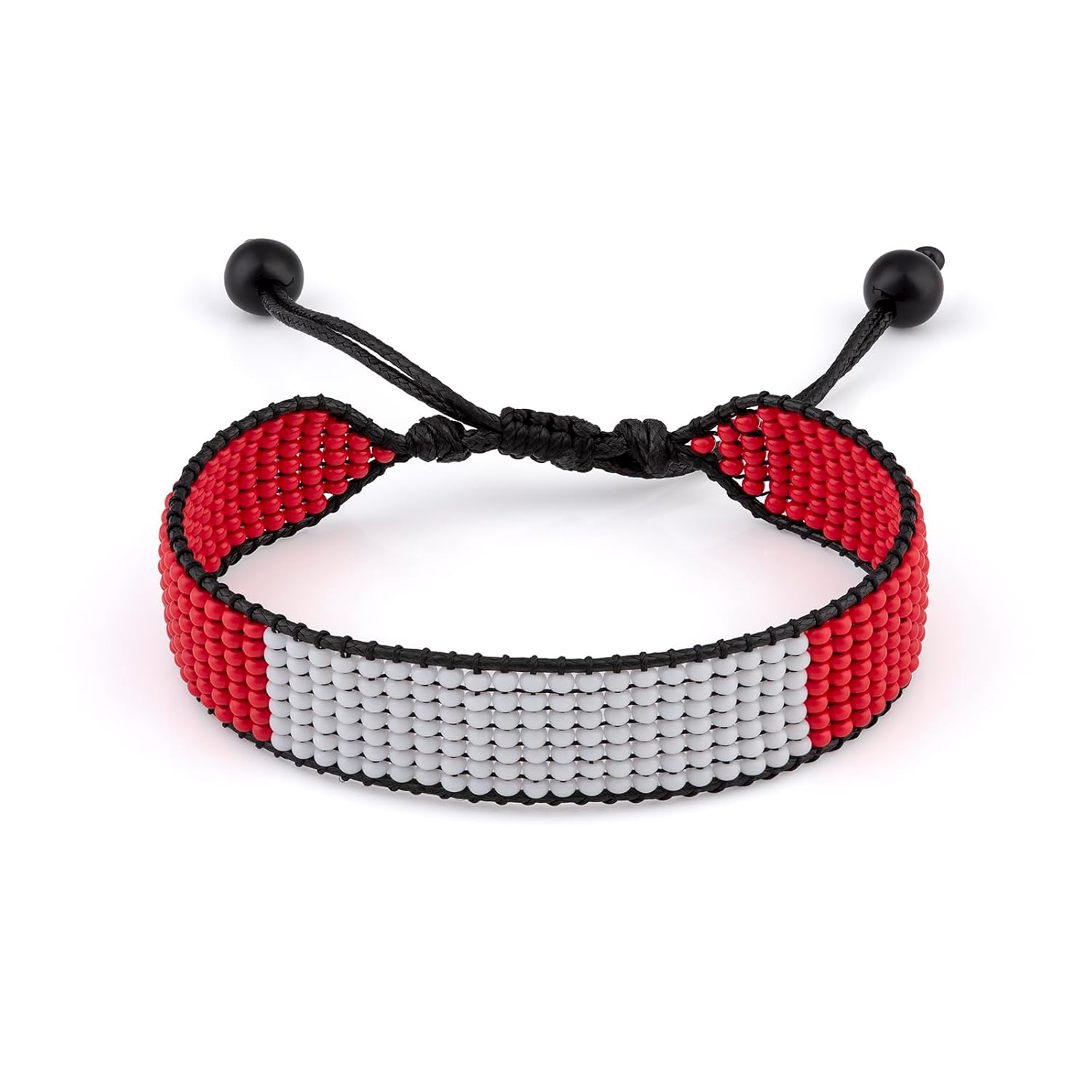 Peru Flag Bracelet: Beaded, Adjustable, Boho Style Rope Bracelet for Women & Men