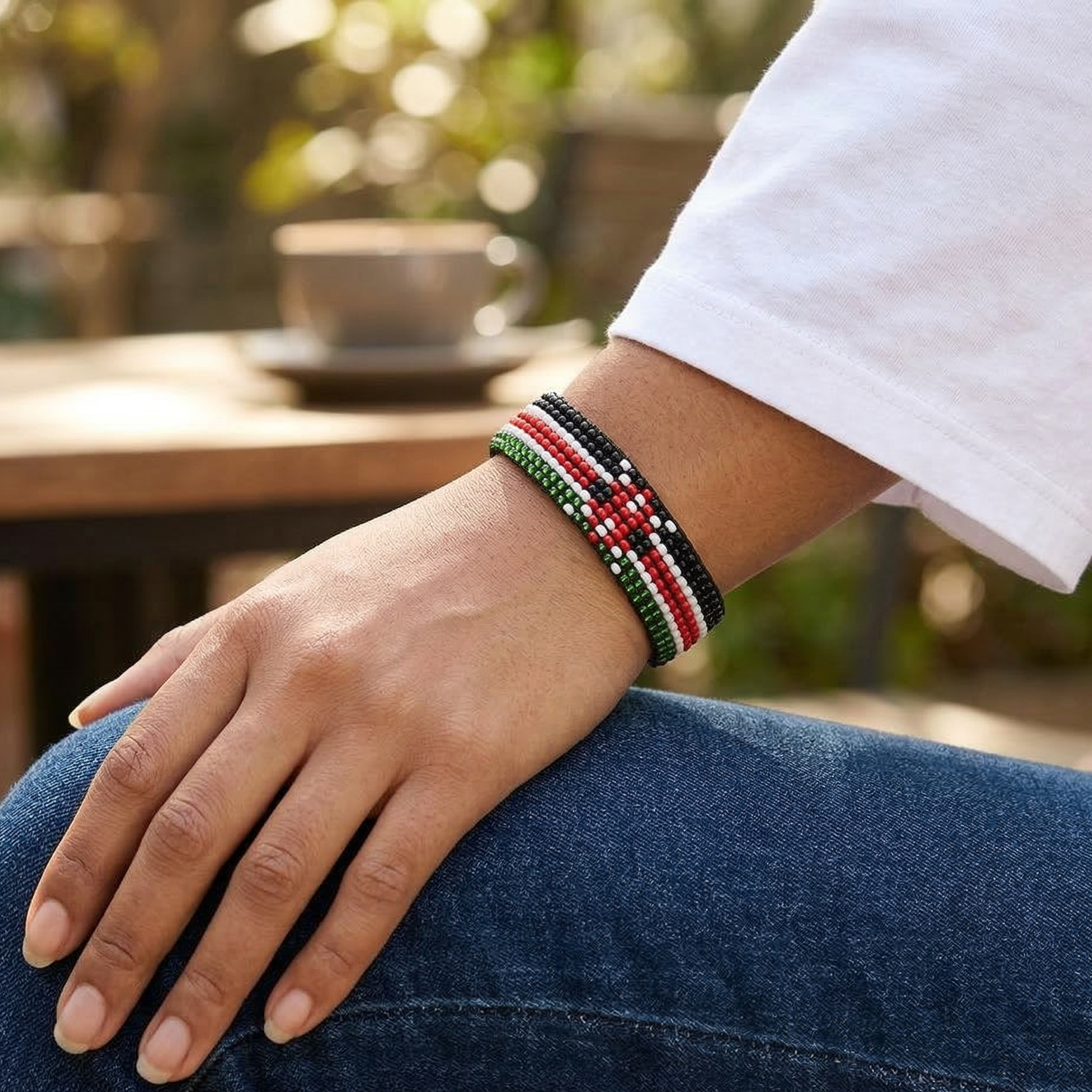 Bracelet Drapeau Kenya (Simple) - Ajustable et Extensible, Parfait pour les Adolescents et les Adultes ayant des Poignets plus Fins
