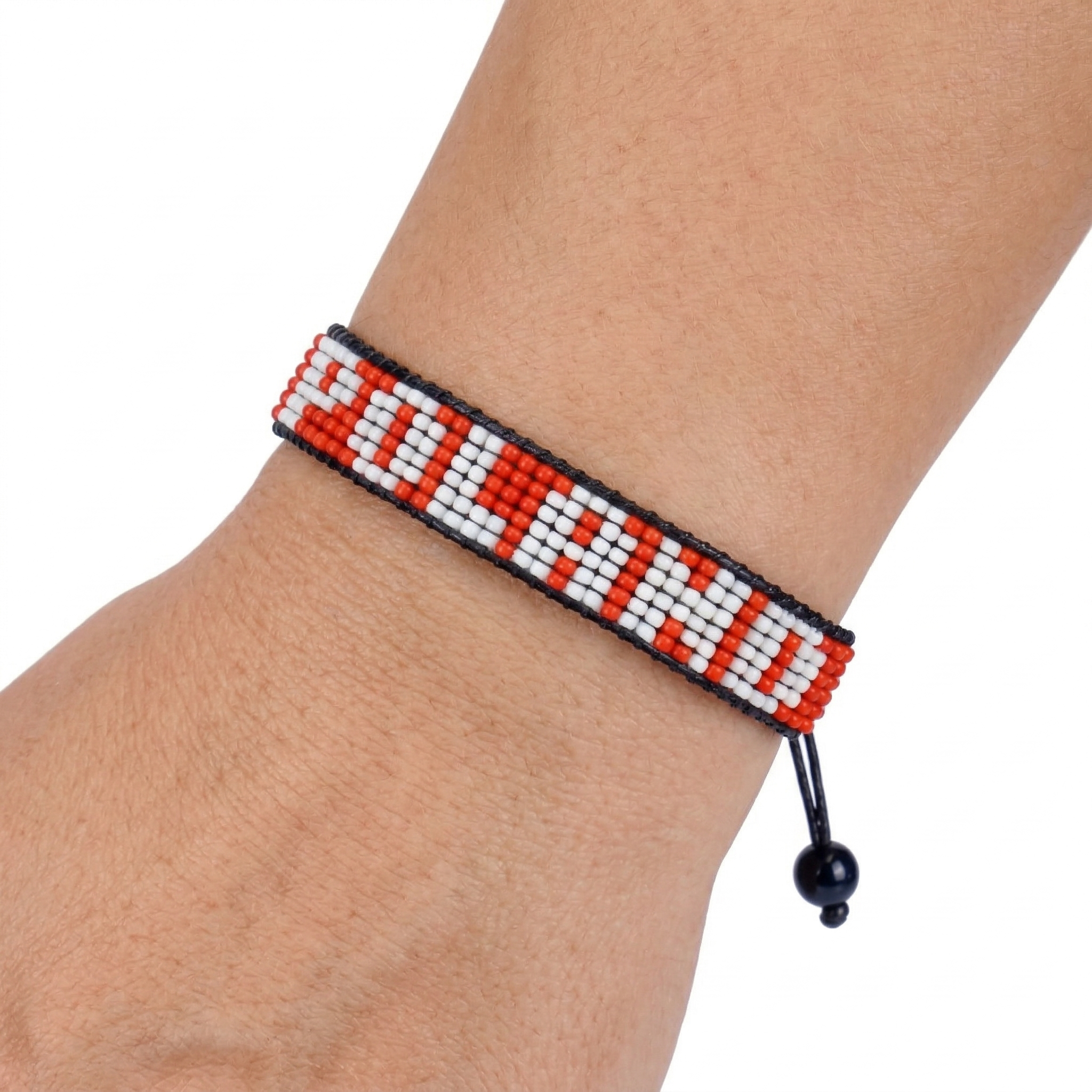 Bracelet drapeau perlé Pologne Coupe du Monde 2026 – Fait main et réglable