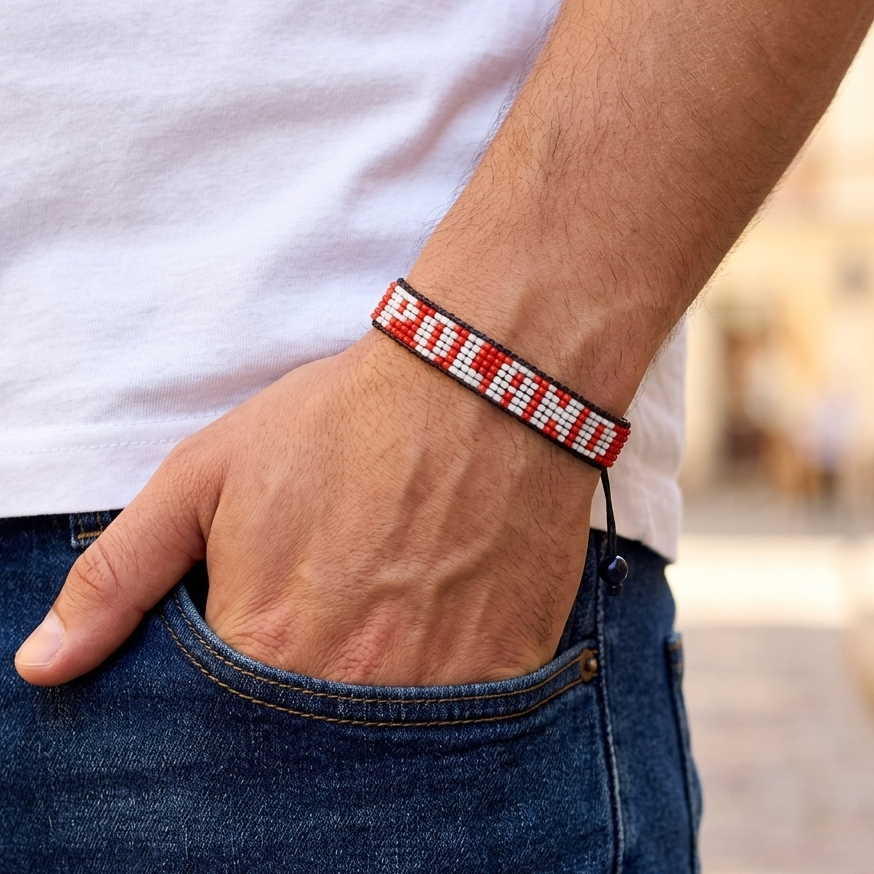 Poland Flag Bracelet – Handmade Adjustable Bracelet