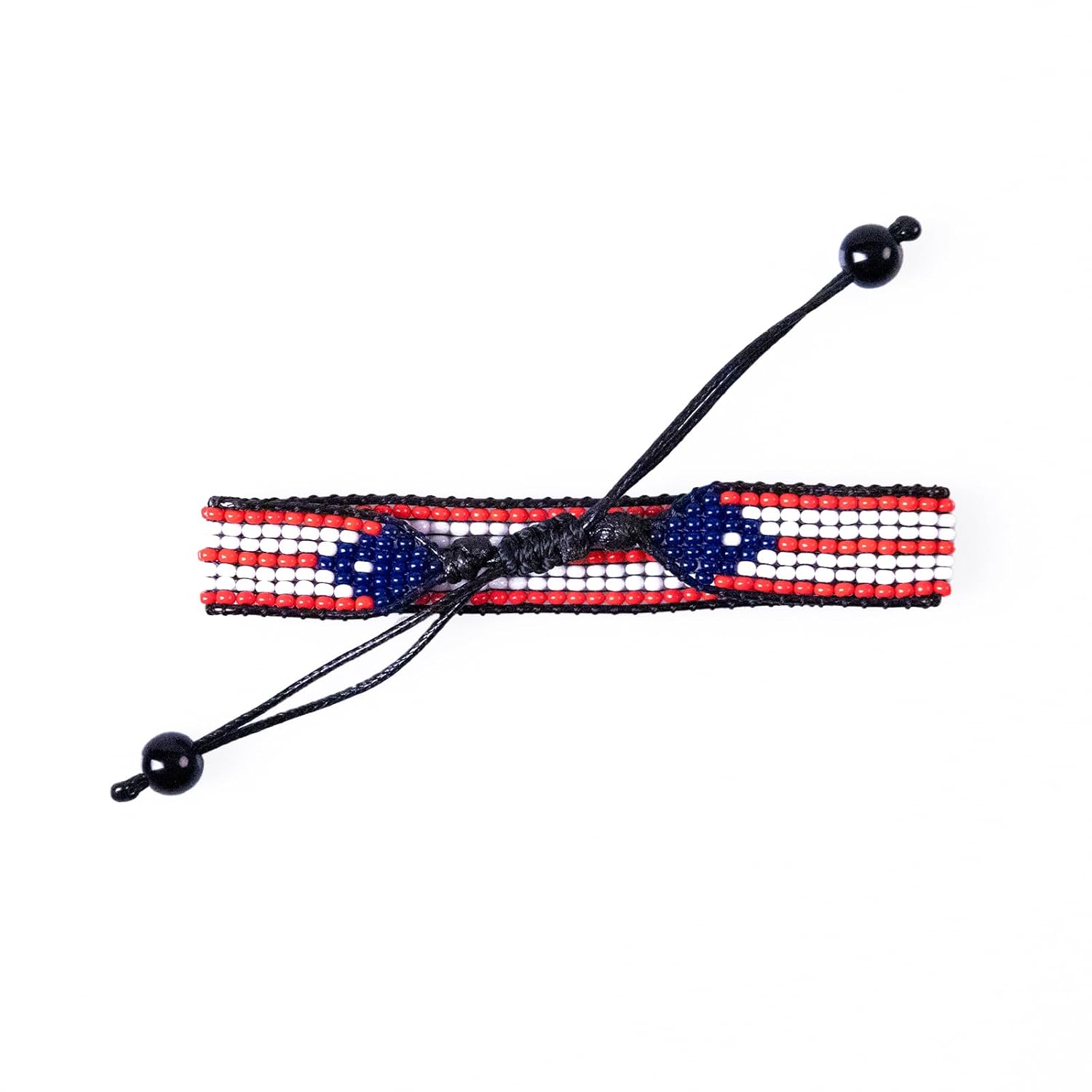 Puerto Rico Flag Bracelet: Handmade, Adjustable Beaded Boho-Style with Patriotic Design