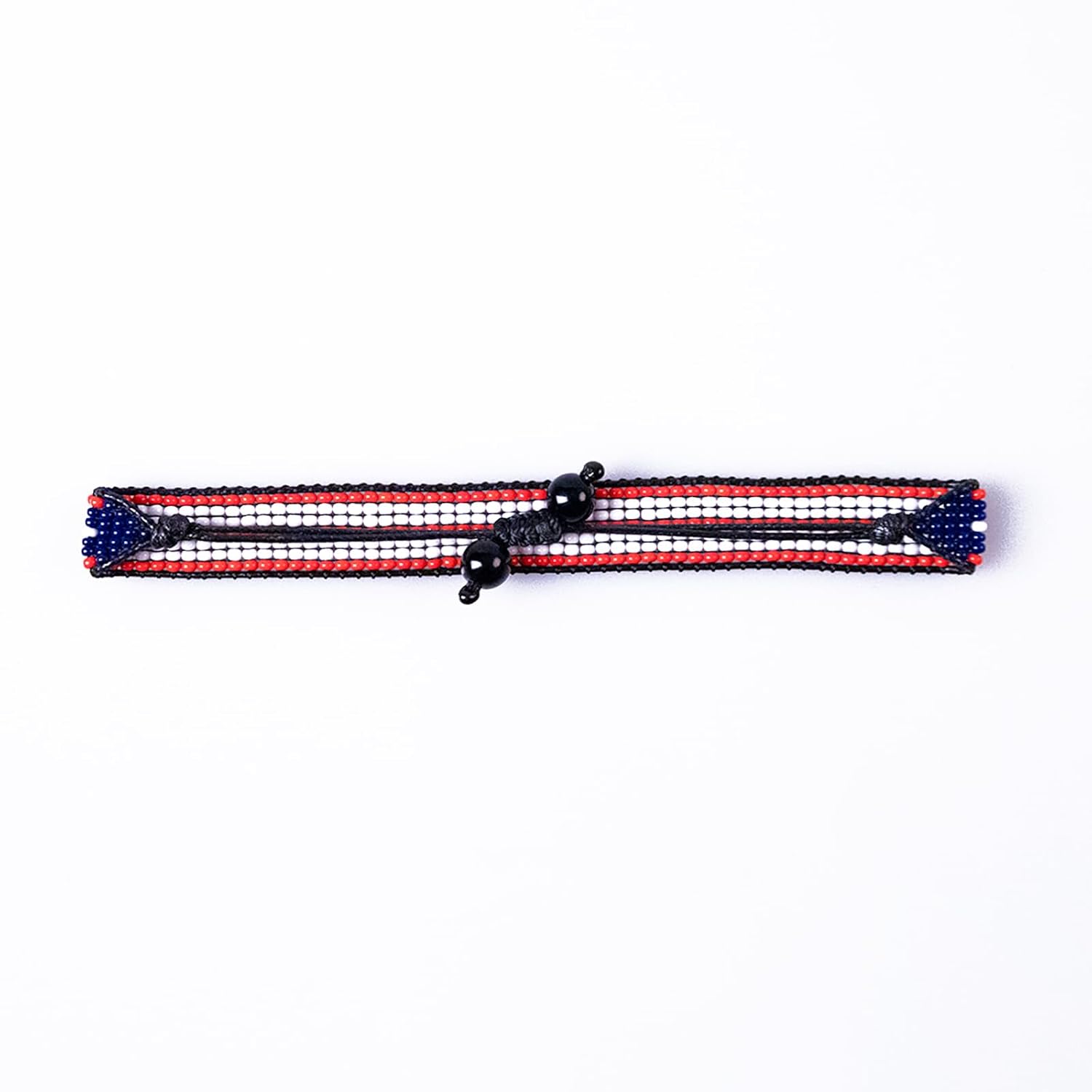 Puerto Rico Flag Bracelet: Handmade, Adjustable Beaded Boho-Style with Patriotic Design