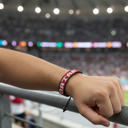 Bracelet drapeau perlé Qatar Coupe du Monde 2026 – Fait main et ajustable