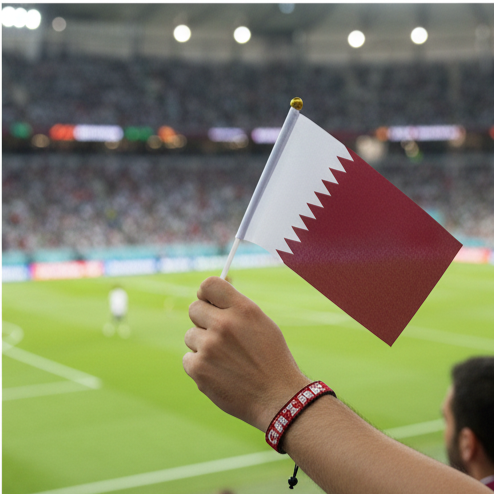 Bracelet drapeau perlé Qatar Coupe du Monde 2026 – Fait main et ajustable