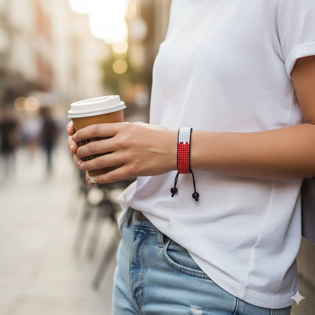 Katar Flaggenarmband: Handgefertigtes verstellbares Unisex-Boho-Schmuckstück.