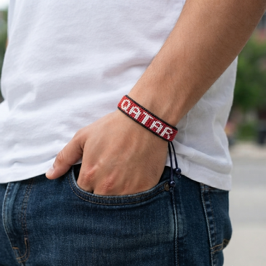 Qatar Flag Bracelet – Handmade Adjustable Bracelet
