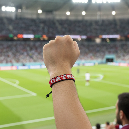 Bracelet drapeau perlé Qatar Coupe du Monde 2026 – Fait main et ajustable