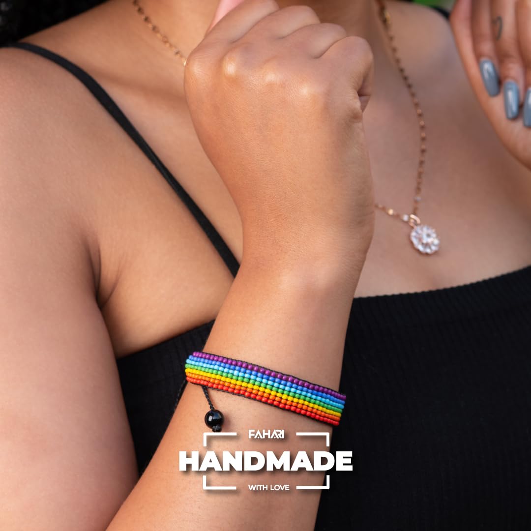 Bracelet arc-en-ciel de la fierté LGBT, fait à la main, tressé, d'amitié, pour gay et lesbiennes, ajustable