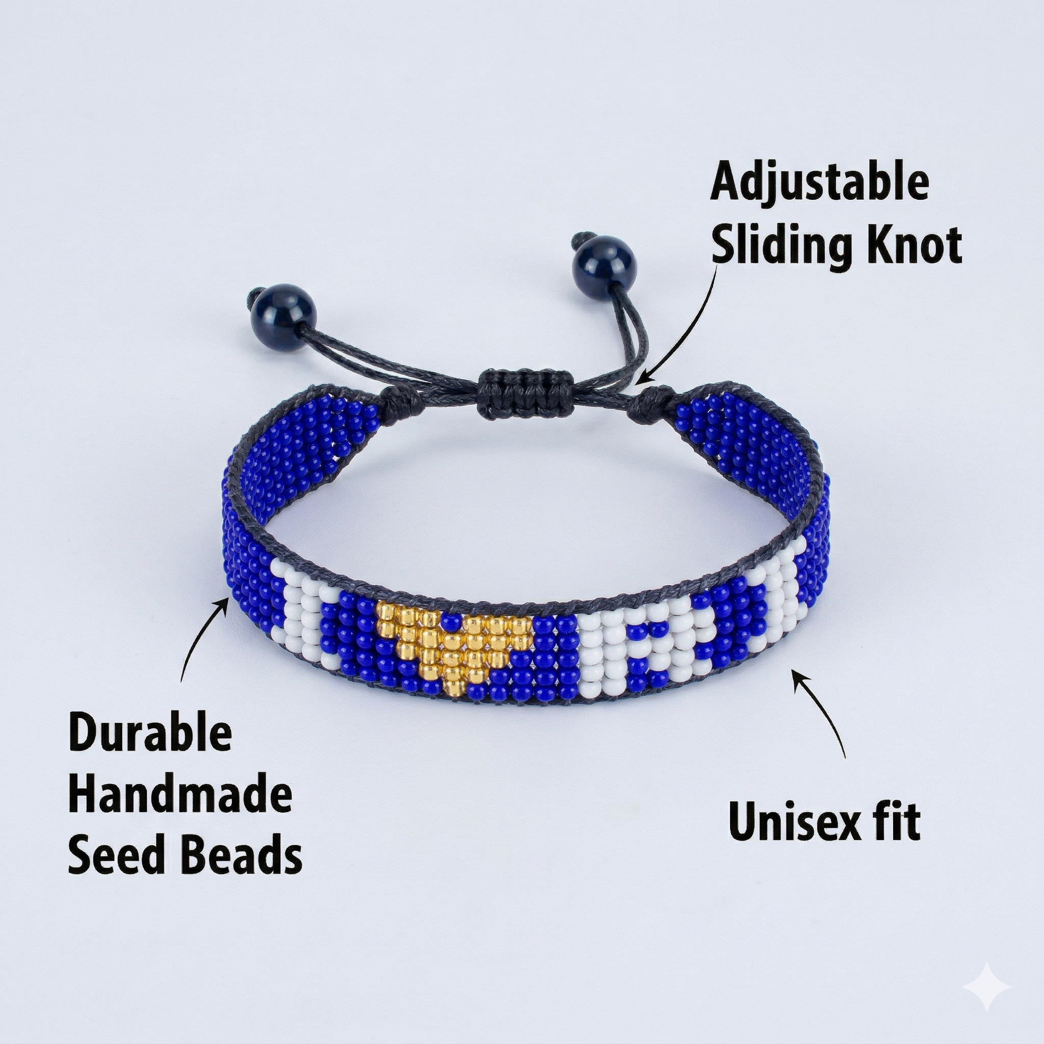Bracelet perles « J'aime Rhode Island » – Fait main et ajustable