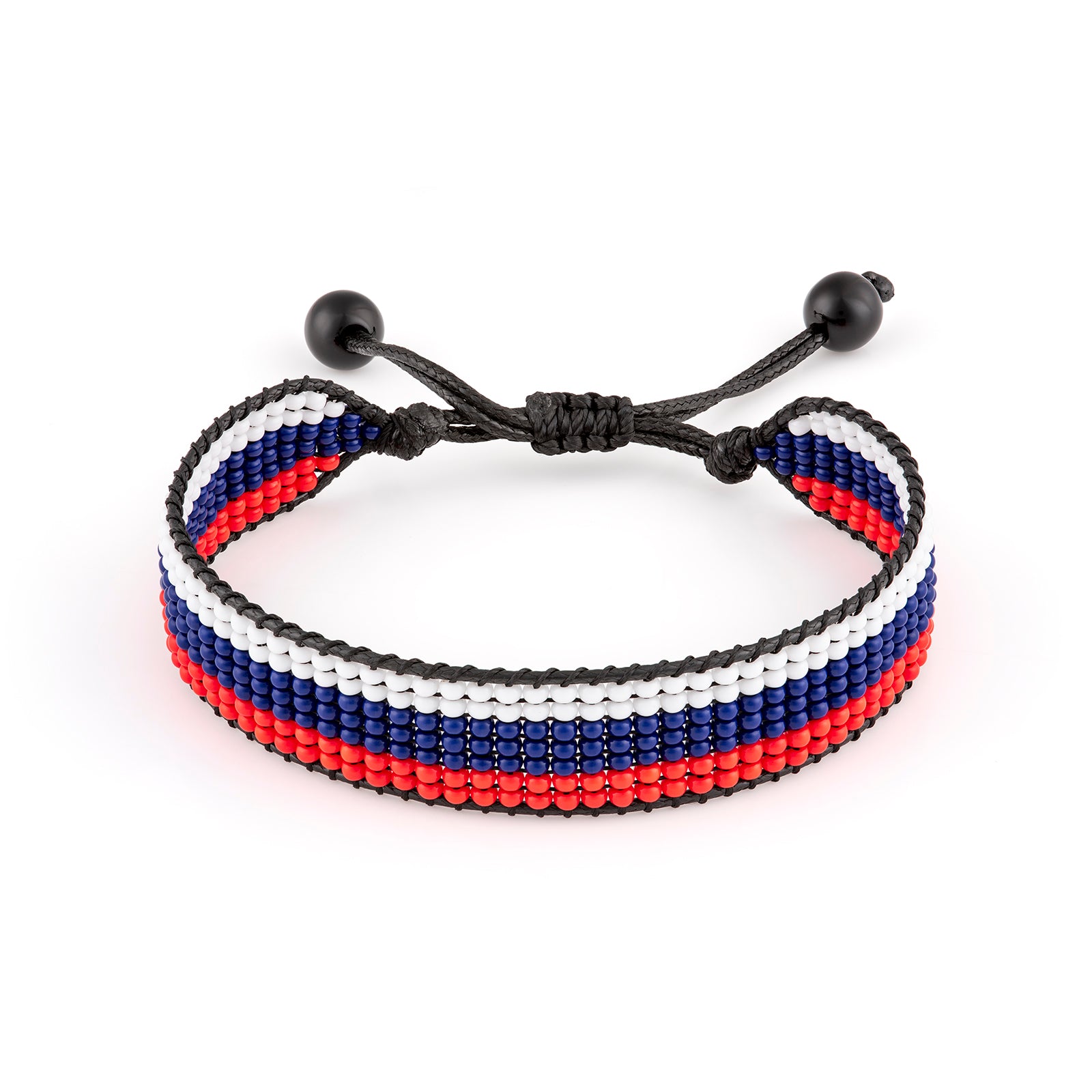 Russia Flag Bracelet: Handmade, Adjustable Beaded Unisex Boho-Style Jewelry
