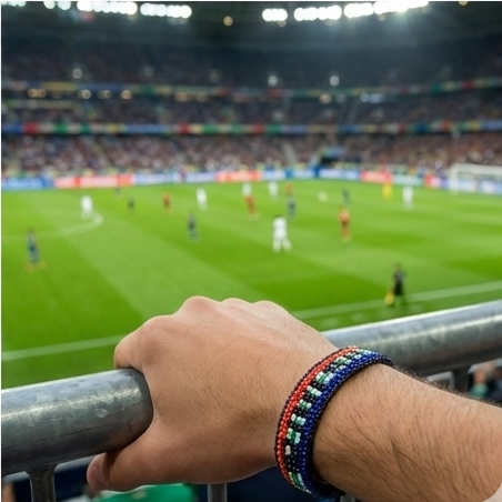 Bracelet drapeau perlé Afrique du Sud Coupe du Monde 2026 – Fait main et ajustable