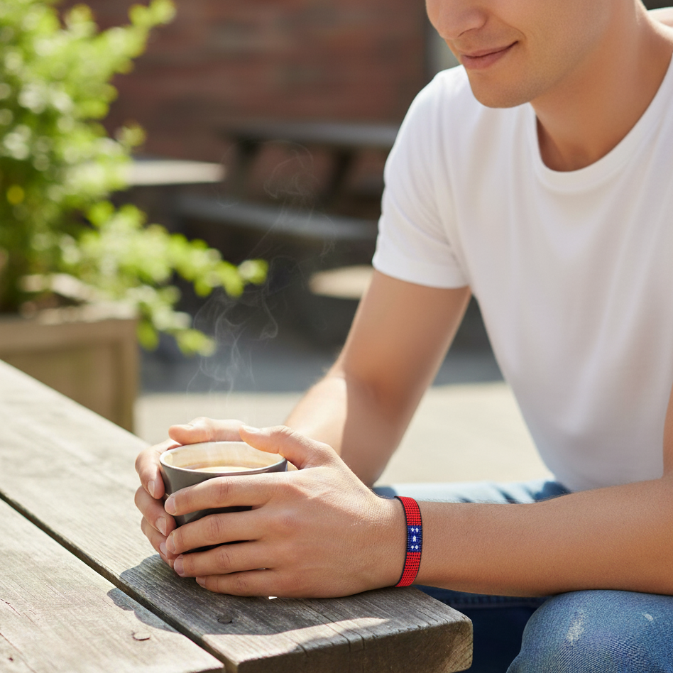 Samoa Flag Bracelet: Adjustable, Boho Style Rope Bracelet for Women & Men