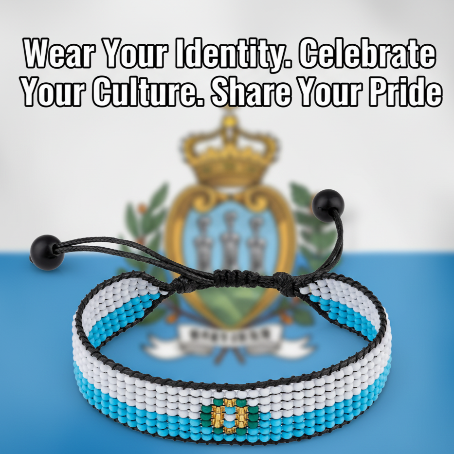 San Marino Flaggenarmband: Handgemachtes, verstellbares Boho-Seilarmband für Damen & Herren