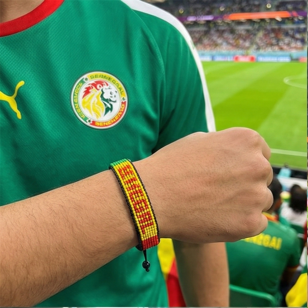 World Cup 2026 Senegal Beaded Flag Bracelet – Handmade & Adjustable