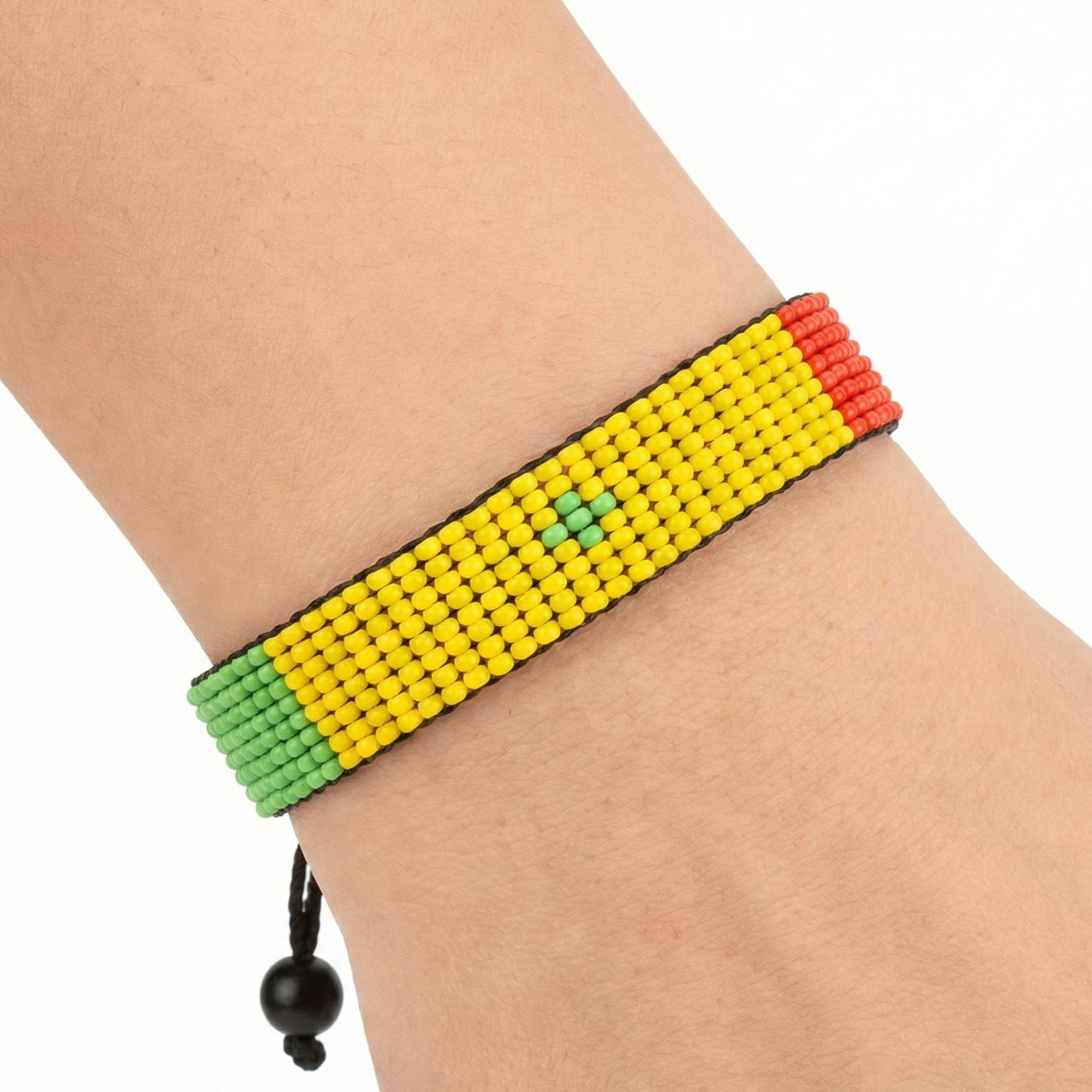 Senegal Flag Bracelet: Handmade, Adjustable Beaded Boho-Style Bracelet with Patriotic Design