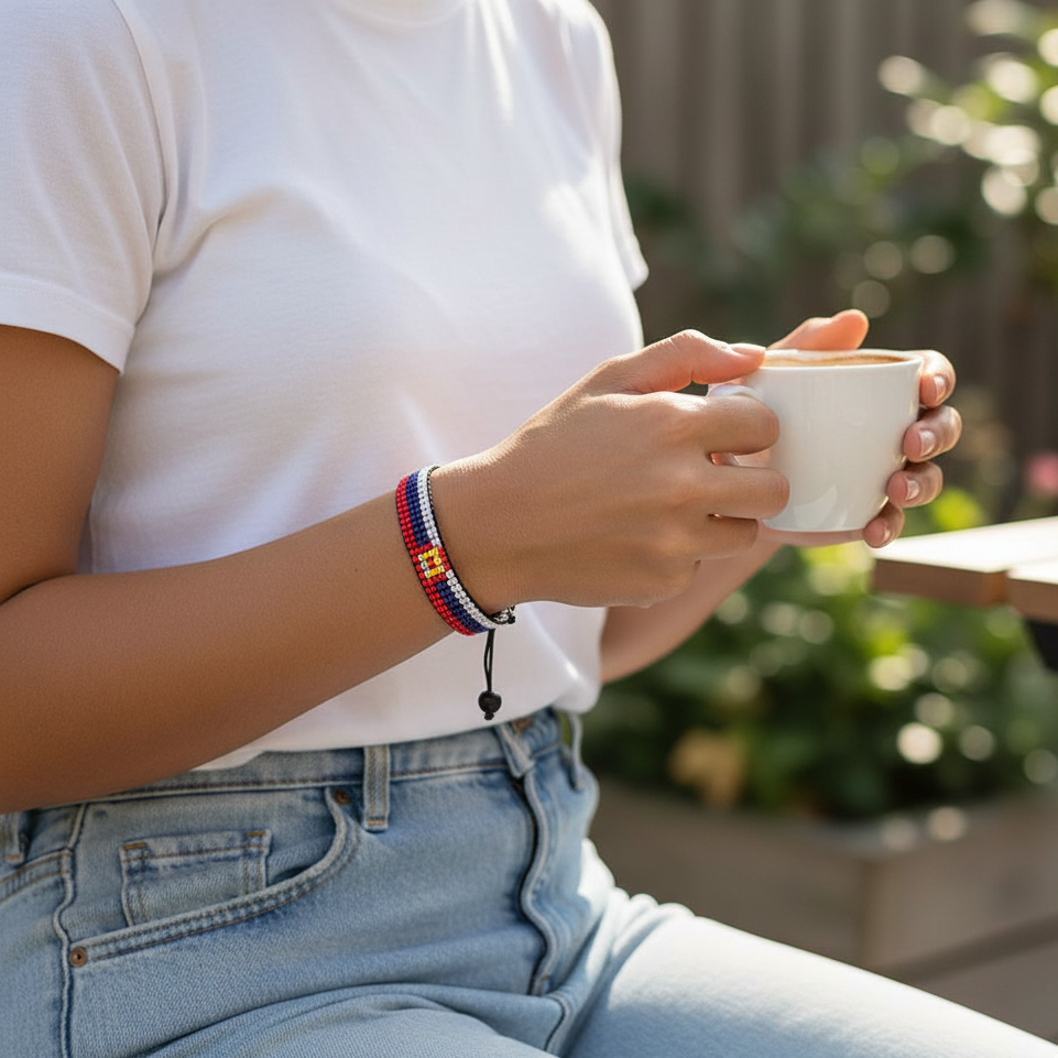 Bracelet Drapeaux Serbie : Bracelet Cordon Réglable Style Bohème pour Femme et Homme