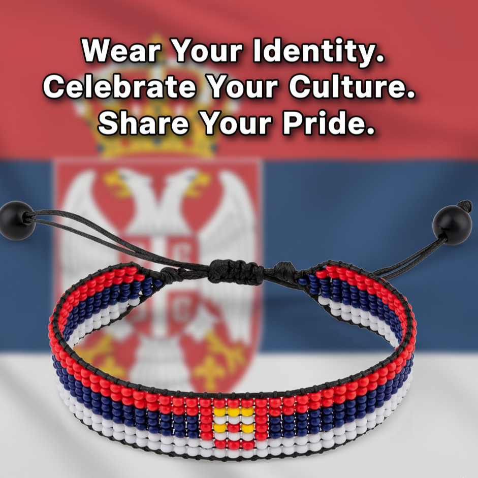 Bracelet Drapeaux Serbie : Bracelet Cordon Réglable Style Bohème pour Femme et Homme