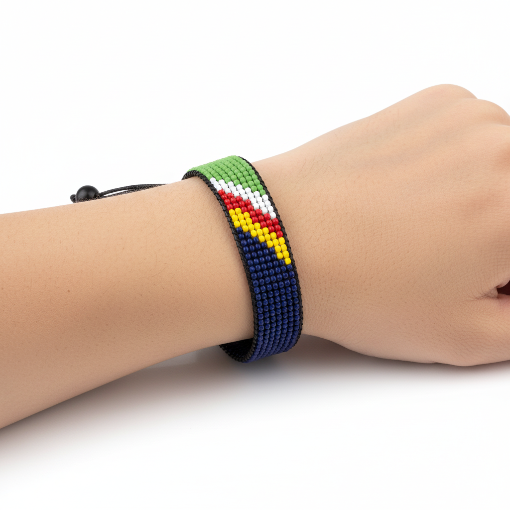Seychelles Flag Bracelet: Adjustable, Boho Style Rope Bracelet for Women and Men