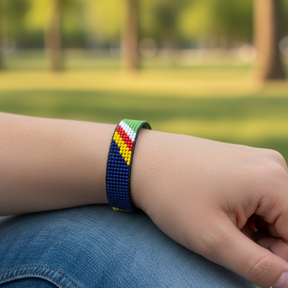 Seychelles Flag Bracelet: Adjustable, Boho Style Rope Bracelet for Women and Men
