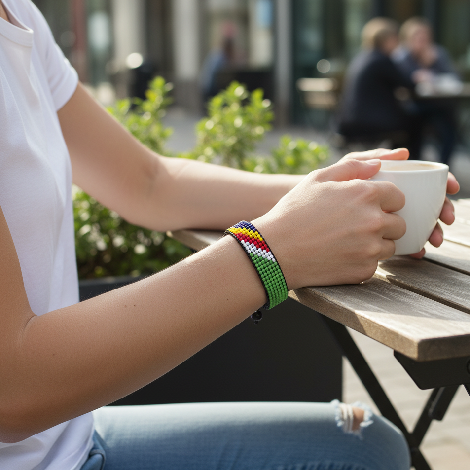 Seychelles Flag Bracelet: Adjustable, Boho Style Rope Bracelet for Women and Men