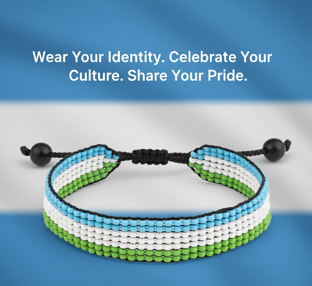 Sierra-Leone-Flaggenarmband: Handgefertigter, verstellbarer Perlen-Unisex-Schmuck im Boho-Stil mit patriotischem Design