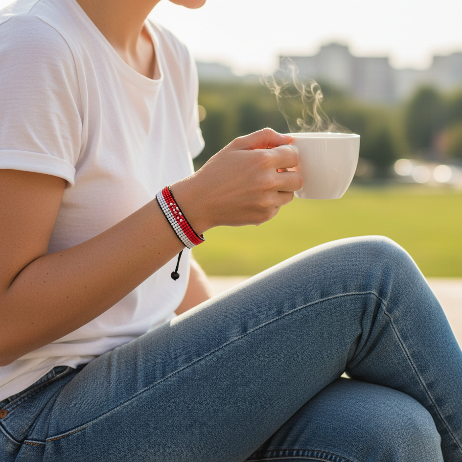 Singapur-Flaggen-Armband: Verstellbares Boho-Stil Seilarmband für Damen & Herren