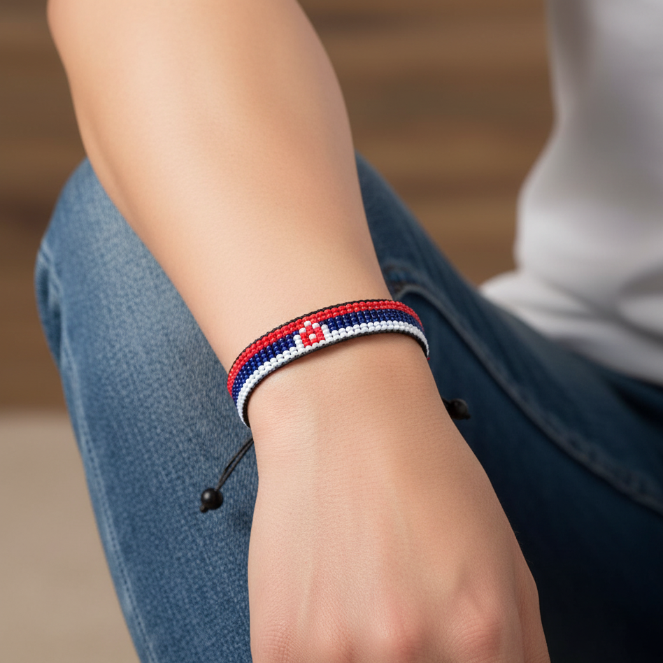 Armband mit der Flagge der Slowakischen Republik: Verstellbares Seilarmband im Boho-Stil für Damen und Herren