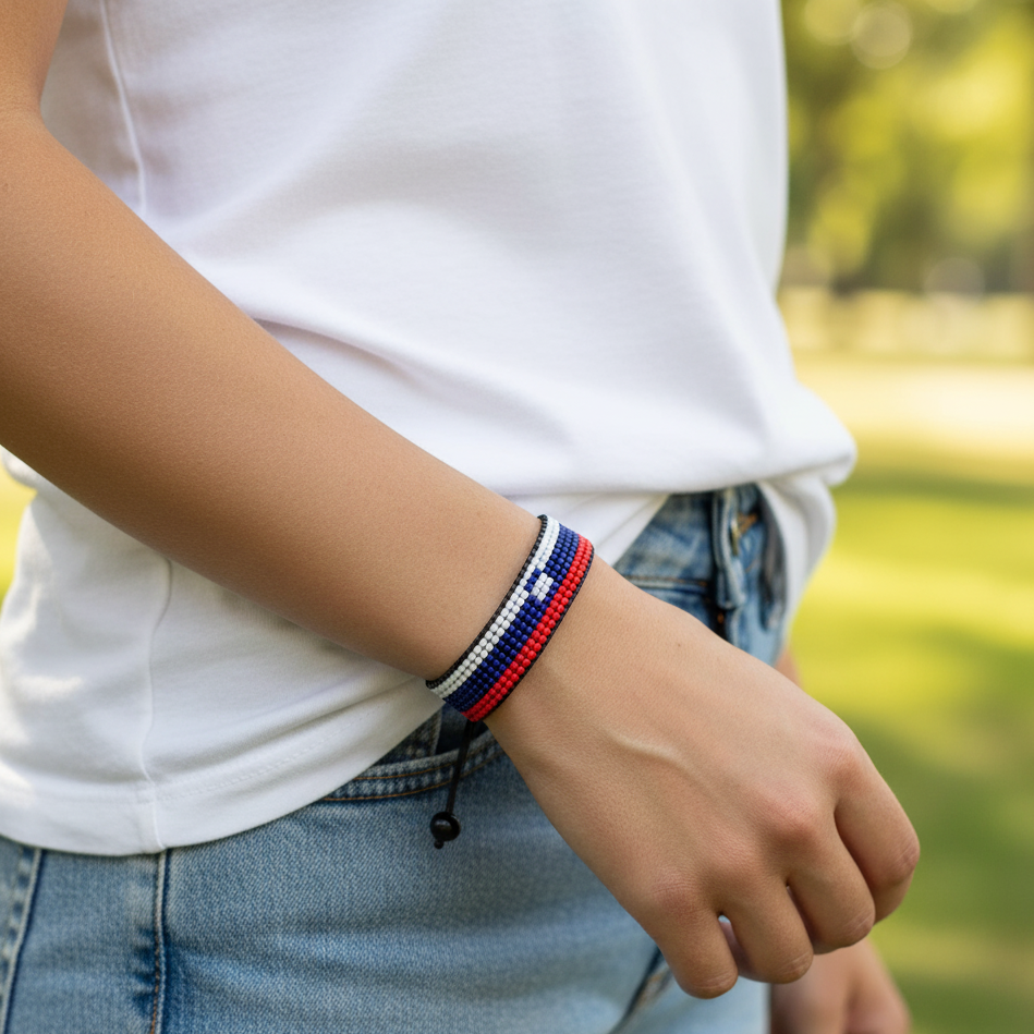 Slowenien Flaggenarmband: Verstellbares Boho-Seilarmband für Damen & Herren