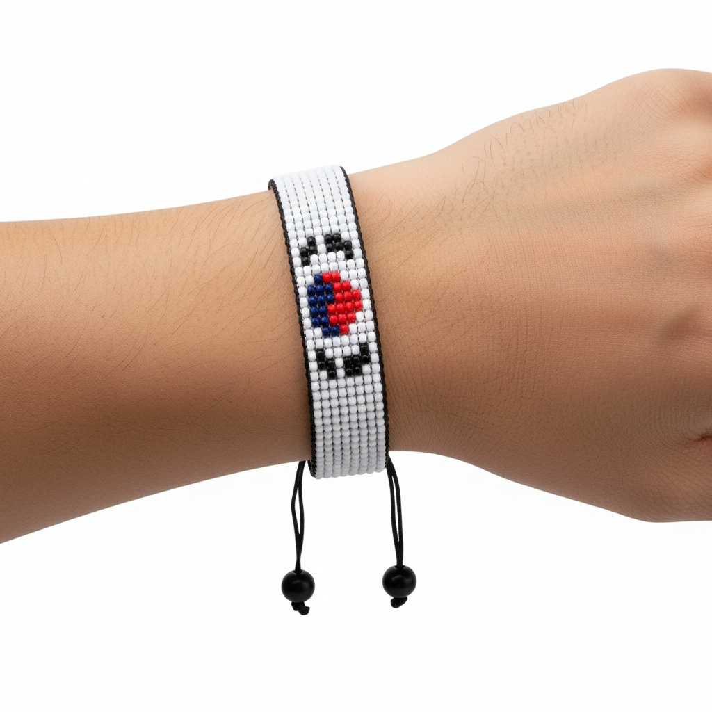 Bracelet Drapeau Corée du Sud : Bracelet Corde Ajustable Style Bohème pour Femmes et Hommes