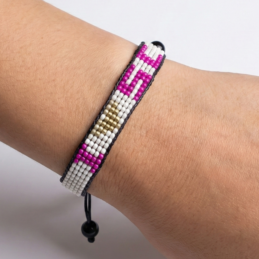 Bracelet perlé « J'aime la Caroline du Sud » – Fait main et ajustable