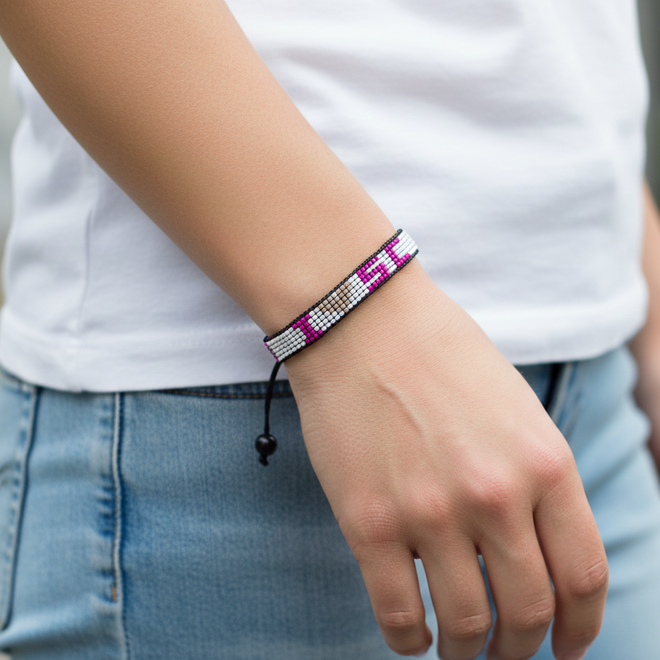 Bracelet perlé « J'aime la Caroline du Sud » – Fait main et ajustable