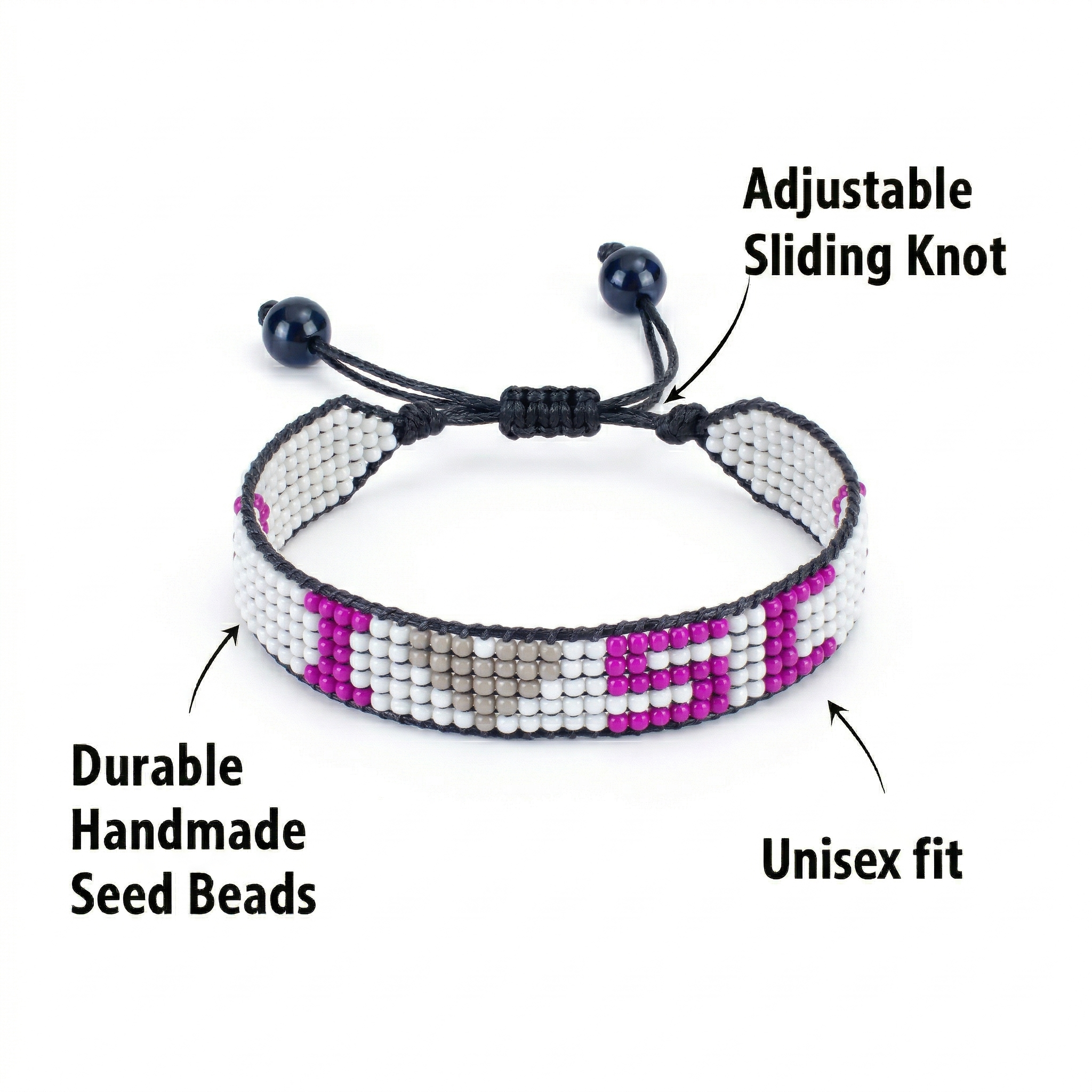 Bracelet perlé « J'aime la Caroline du Sud » – Fait main et ajustable