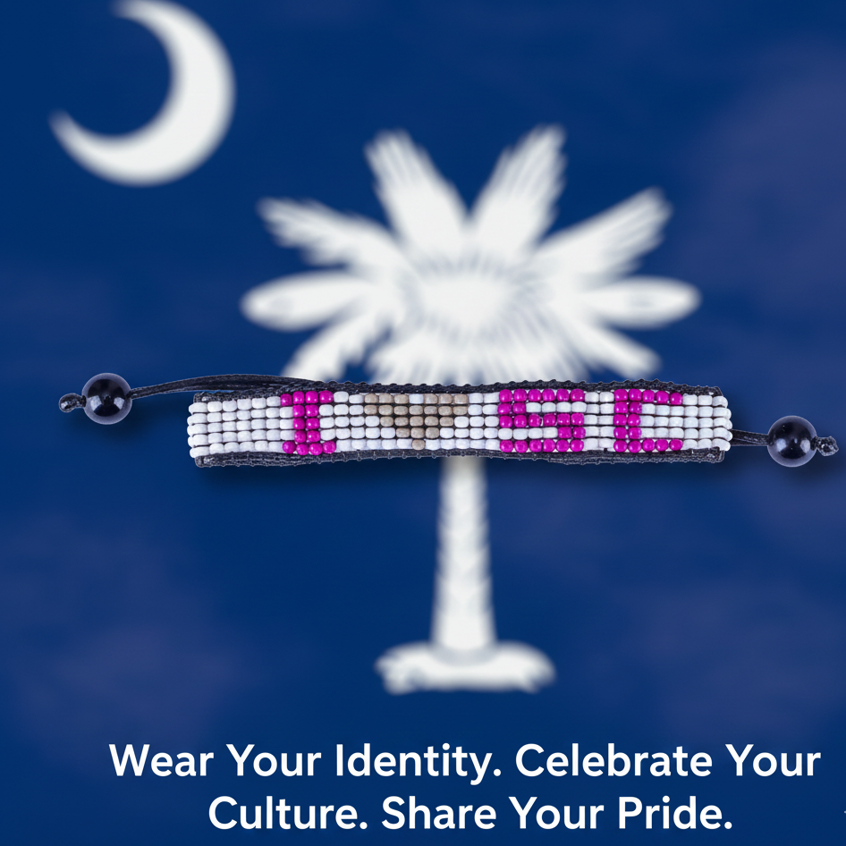 Bracelet perlé « J'aime la Caroline du Sud » – Fait main et ajustable
