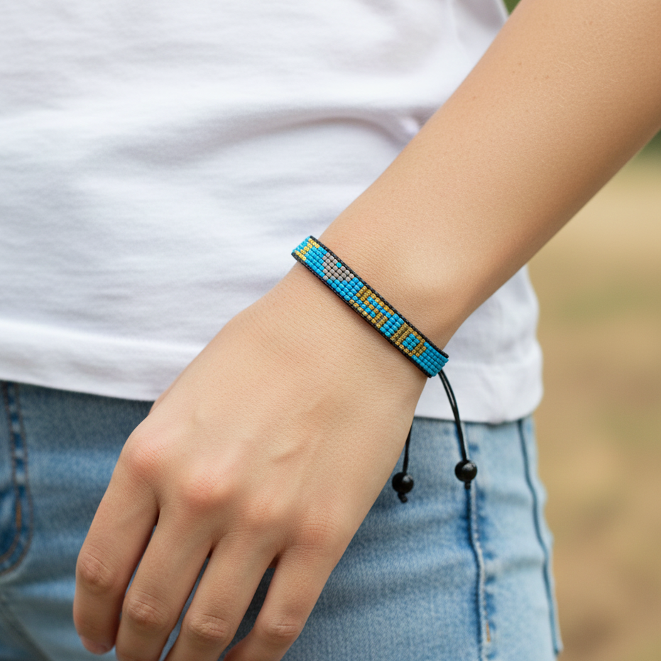 I Love South Dakota Beaded Bracelet – Handcrafted & Adjustable