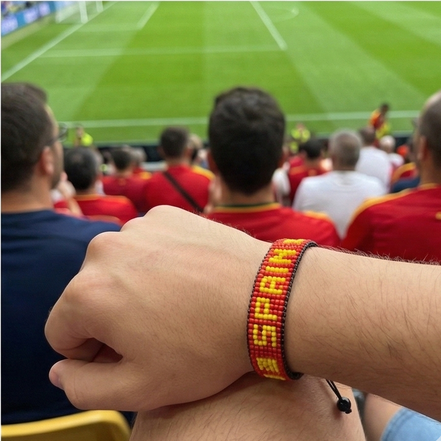 Bracelet perlé drapeau Espagne Coupe du Monde 2026 – Fait main et ajustable