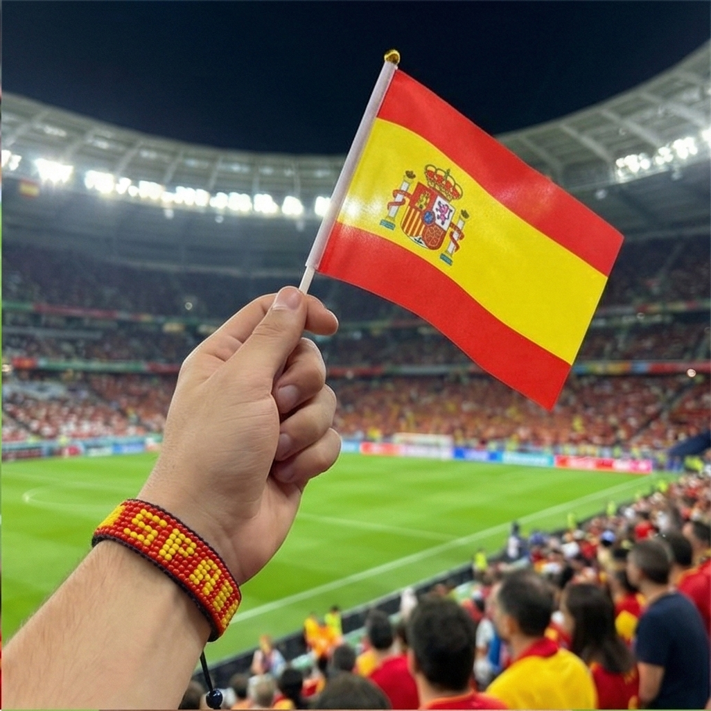 Bracelet perlé drapeau Espagne Coupe du Monde 2026 – Fait main et ajustable