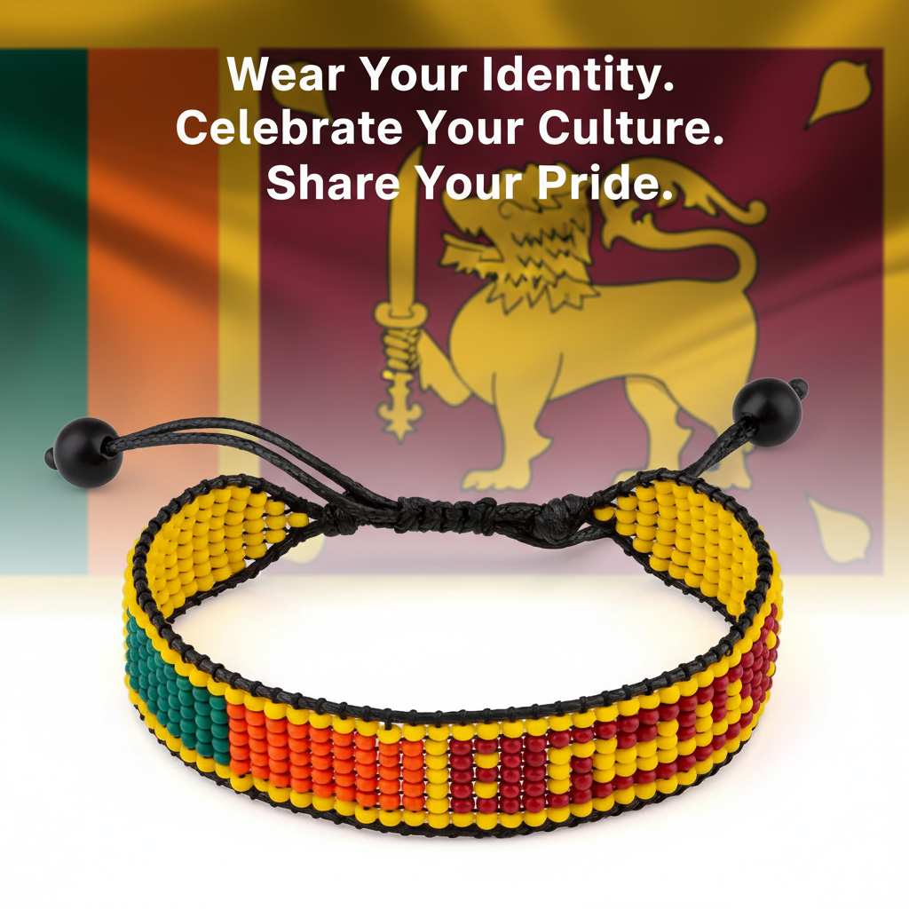 Sri Lanka Flag Bracelet: Adjustable, Boho Style Rope Bracelet for Women & Men