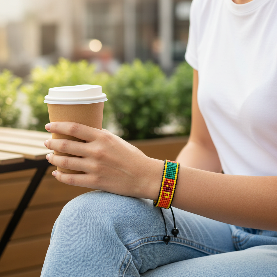 Sri Lanka Flag Bracelet: Adjustable, Boho Style Rope Bracelet for Women & Men