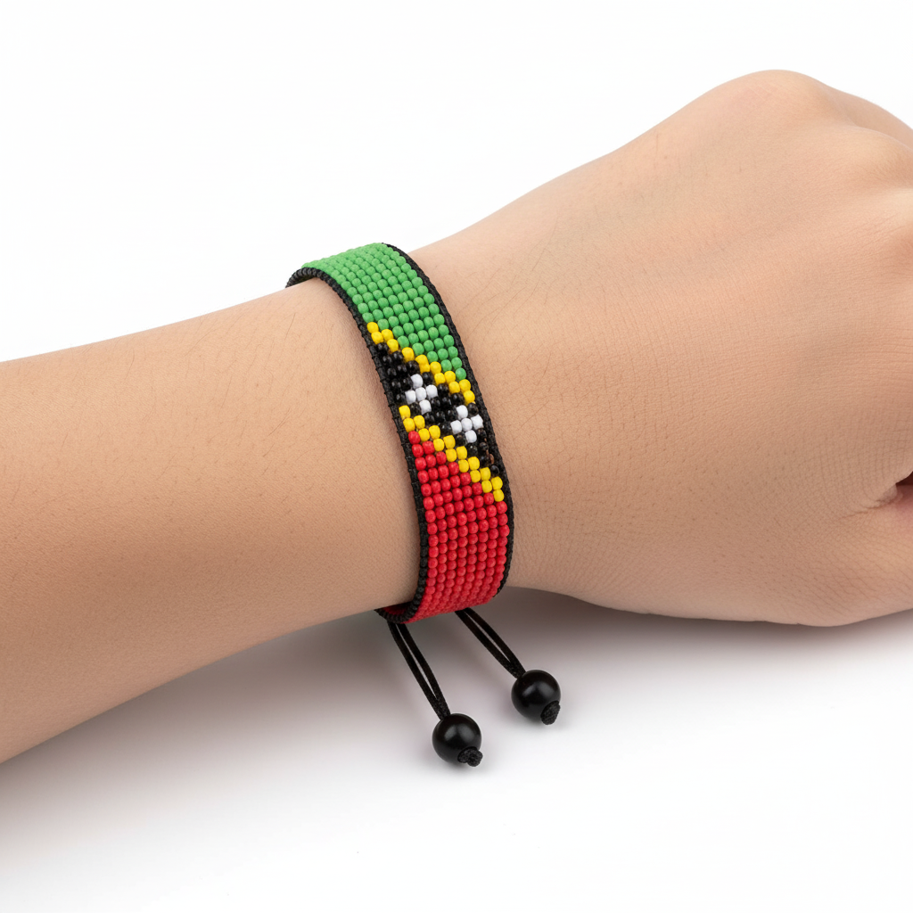 St. Kitts und Nevis Flaggenarmband: Verstellbares Boho-Stil Seilarmband für Damen & Herren