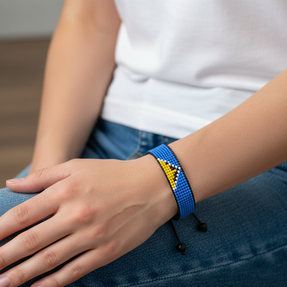 Bracelet Drapeau Sainte-Lucie : Bracelet réglable en corde style bohème pour femmes et hommes