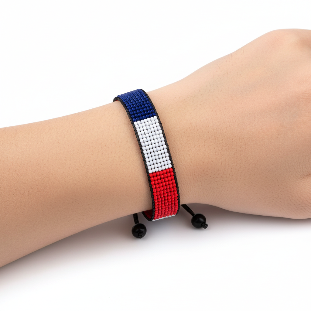 St. Martin Flaggen-Armband: Verstellbares Boho-Seilarmband für Damen und Herren