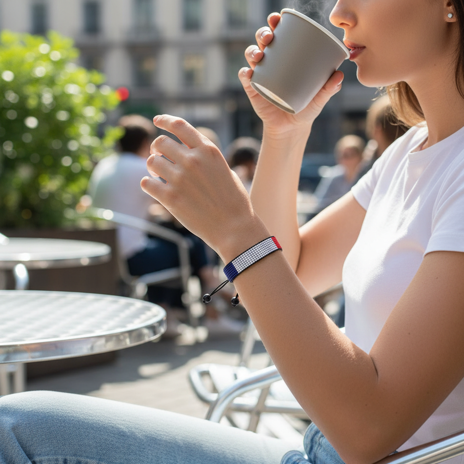 St. Martin Flaggen-Armband: Verstellbares Boho-Seilarmband für Damen und Herren
