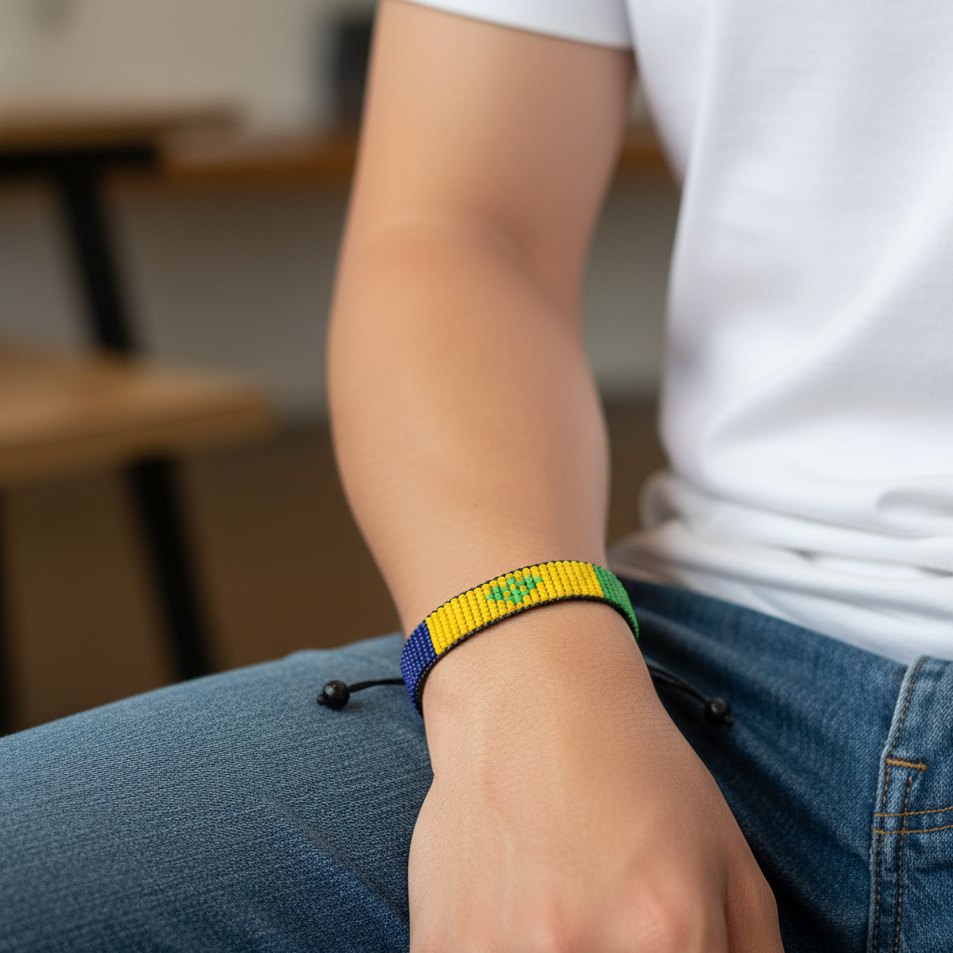 St. Vincent und die Grenadinen Flaggenarmband: Verstellbares Unisex Boho Armband