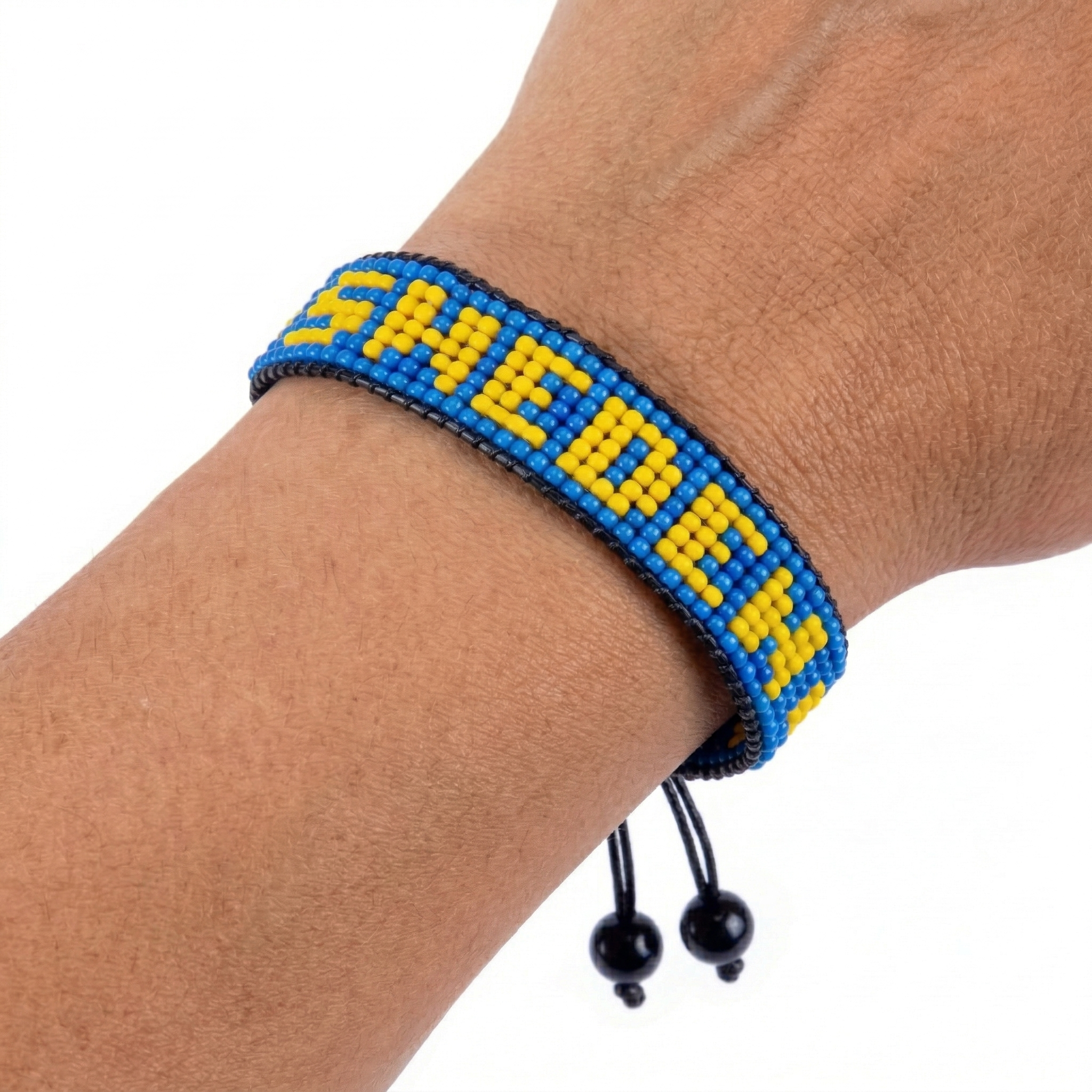 Bracelet de drapeau perlé Suède Coupe du Monde 2026 – Fait main et ajustable