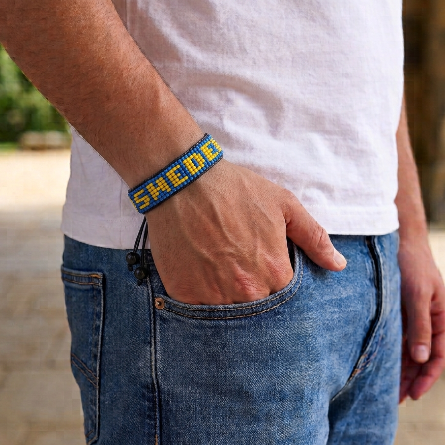 Sweden Flag Bracelet – Handmade Adjustable Bracelet