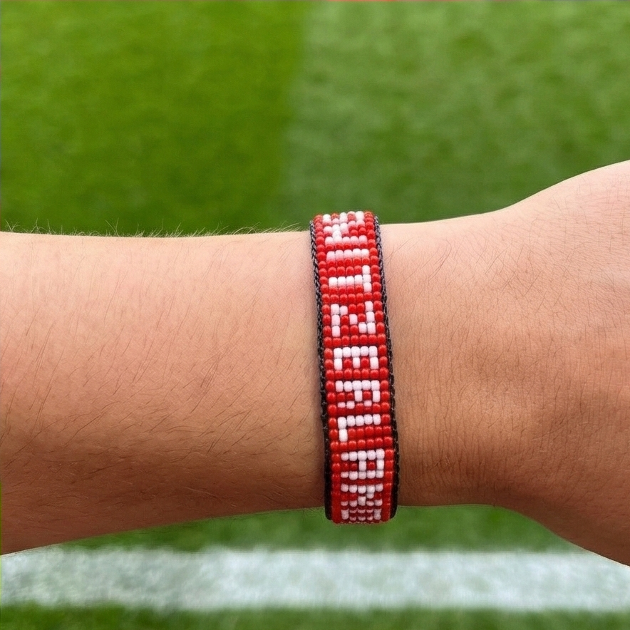 WM 2026 Schweiz Perlenarmband mit Flagge – Handgefertigt & Verstellbar
